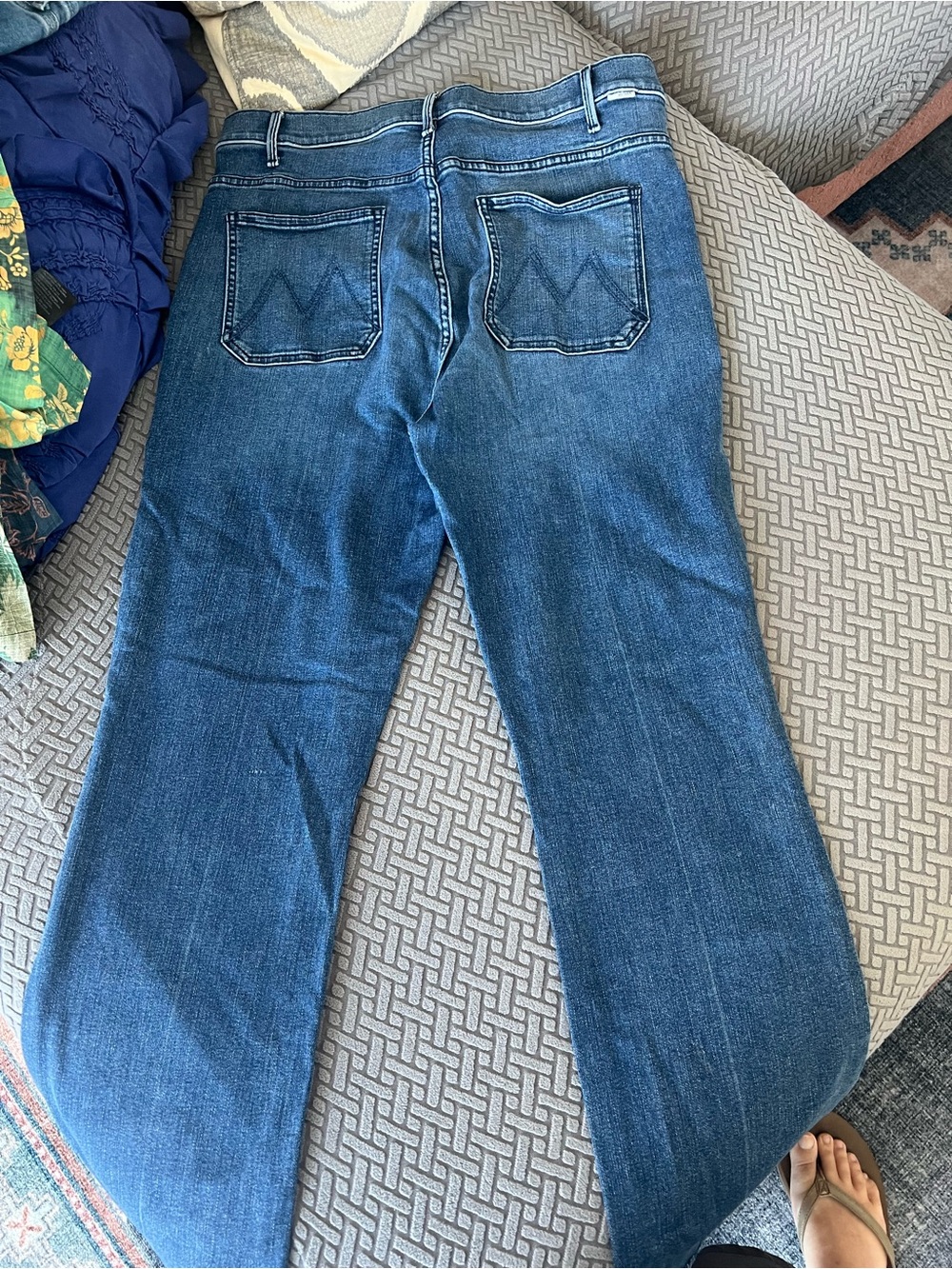 MOTHER High Rise Wide Leg Jeans in Medium Blue Wash - Picture 6 of 9